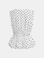 Polka Dot Bow Sleeveless Peplum Top