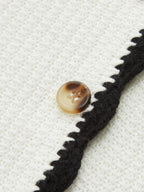 Contrast Trim Button-Front Sleeveless Knit Dress