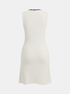 Contrast Trim Button-Front Sleeveless Knit Dress