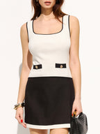 Contrast Trim Square Neck Knit Tank Top