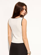 Contrast Trim Square Neck Knit Tank Top