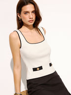 Contrast Trim Square Neck Knit Tank Top