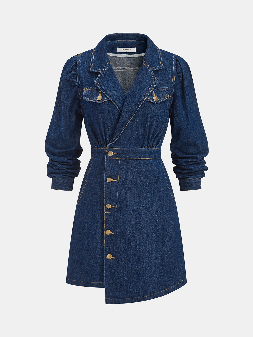 Metal Button Denim Blazer Dress
