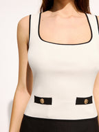Contrast Trim Square Neck Knit Tank Top