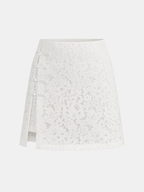 Lace Pearl Asymmetrical Mini Skirt