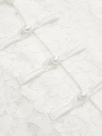 Lace Pearl Asymmetrical Mini Skirt