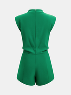 Draped Sleeveless Mock Neck Romper