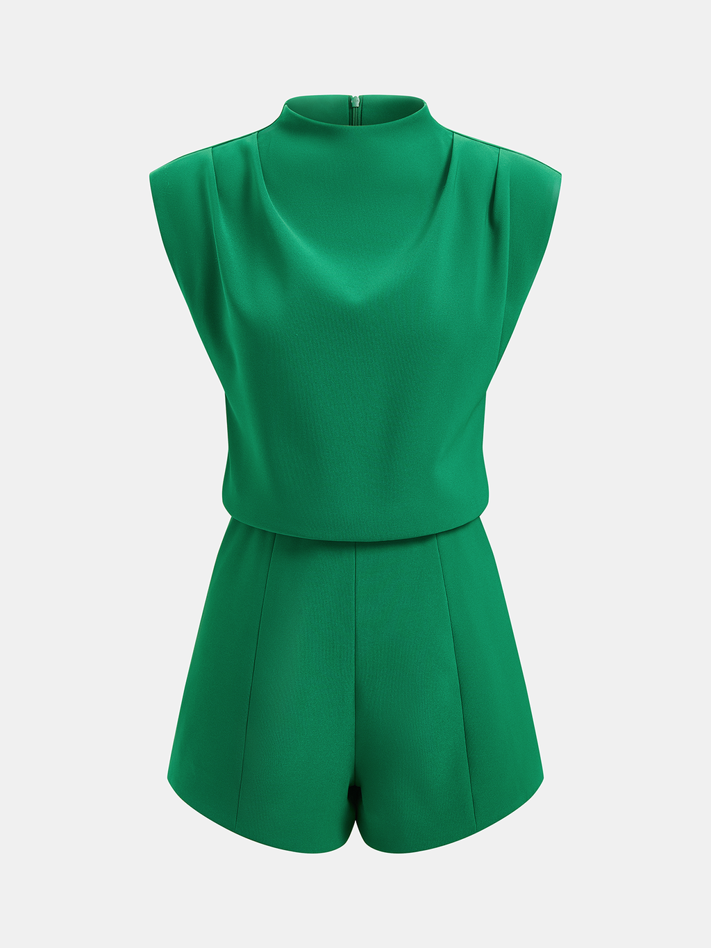 Draped Sleeveless Mock Neck Romper