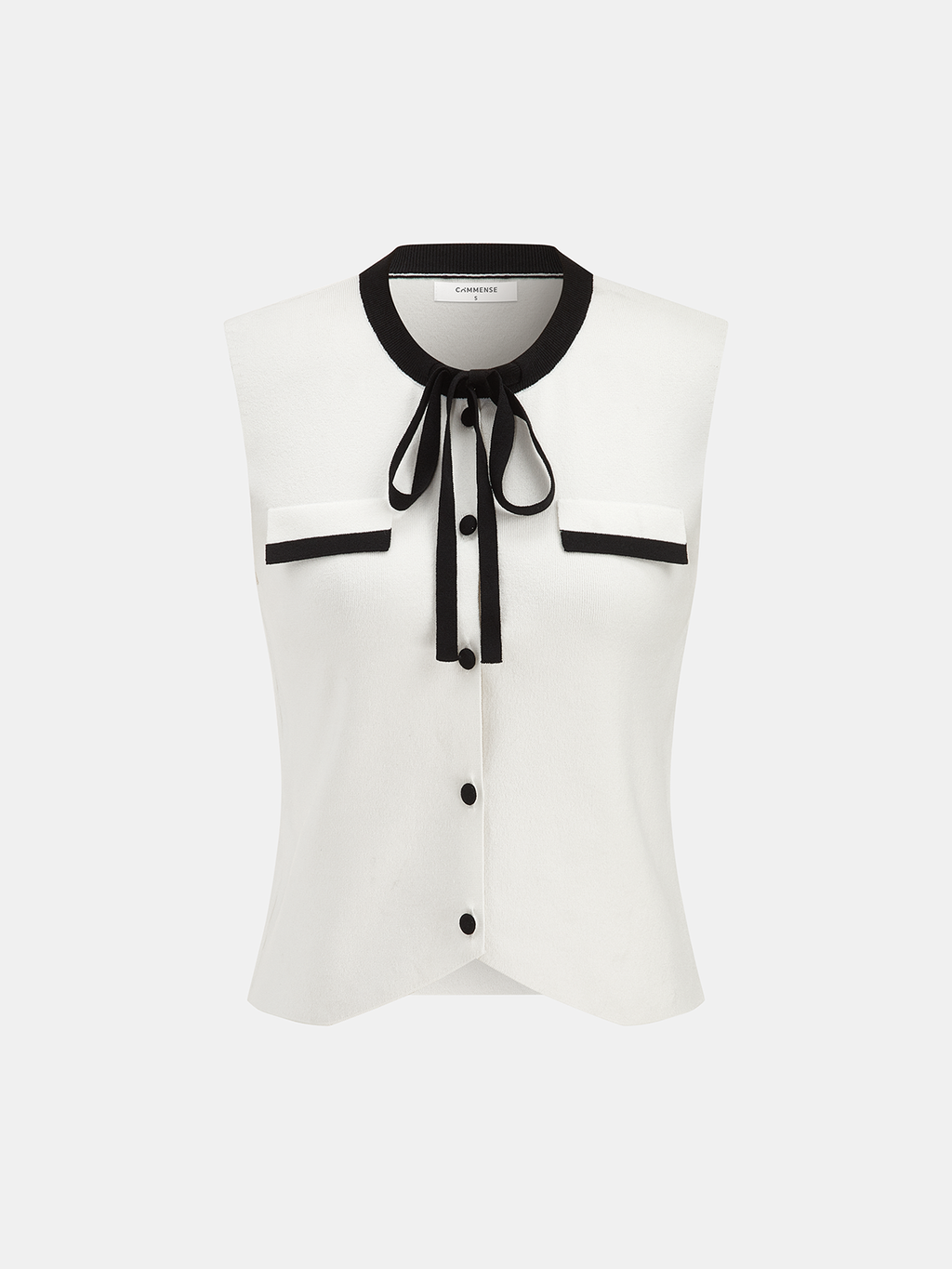 Bow Tie Button Front Knitted Vest