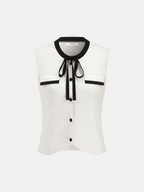 Bow Tie Button Front Knitted Vest