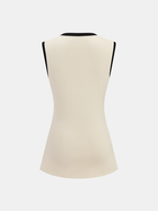 Contrast Trim Horsebit Sleeveless Knit Top
