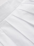 Pleated Cotton Mid-Waist Midi Skirt