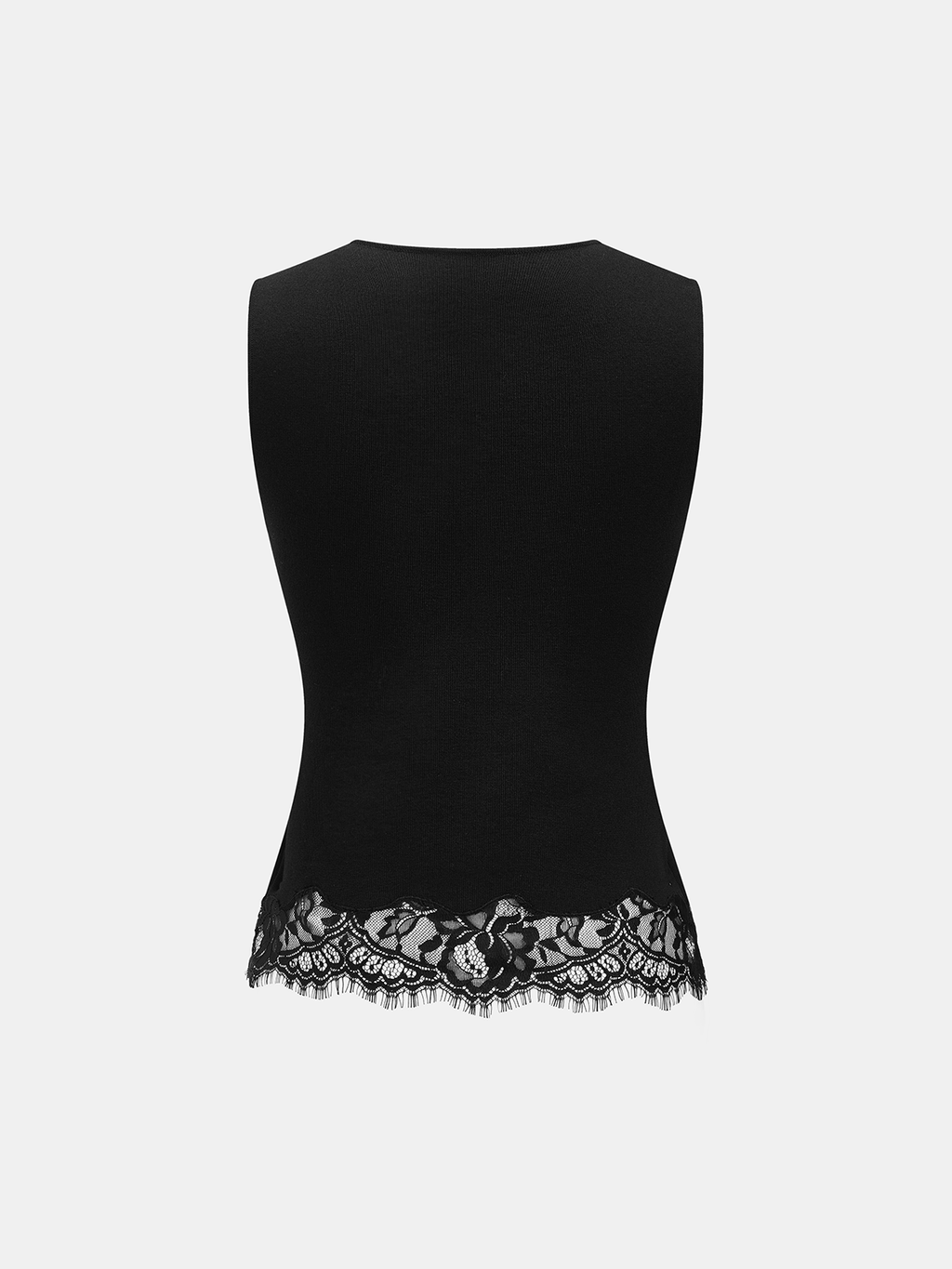 Lace Trim Fitted Ribbed Knit Tank Top