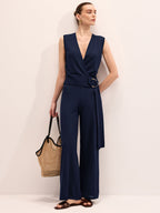 Wrap V-Neck Knit Top & Pants Set