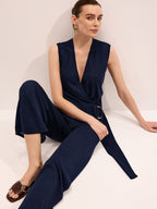 Wrap V-Neck Knit Top & Pants Set