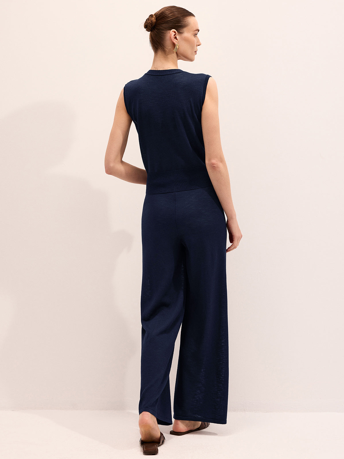 Wrap V-Neck Knit Top & Pants Set