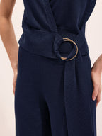 Wrap V-Neck Knit Top & Pants Set