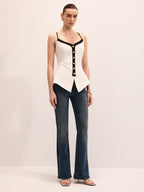 Metal Button Peplum Cami Top