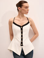 Metal Button Peplum Cami Top