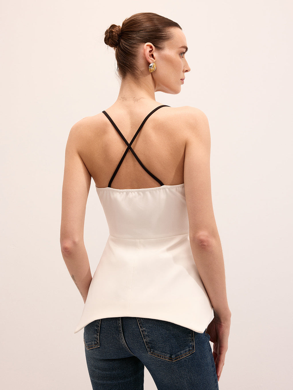 Metal Button Peplum Cami Top