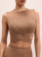 Cut-Out Knit Top & Pleated Midi Skirt Set