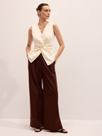 Twisted Sleeveless V-Neck Blouse