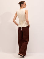 Twisted Sleeveless V-Neck Blouse