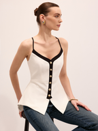 Metal Button Peplum Cami Top