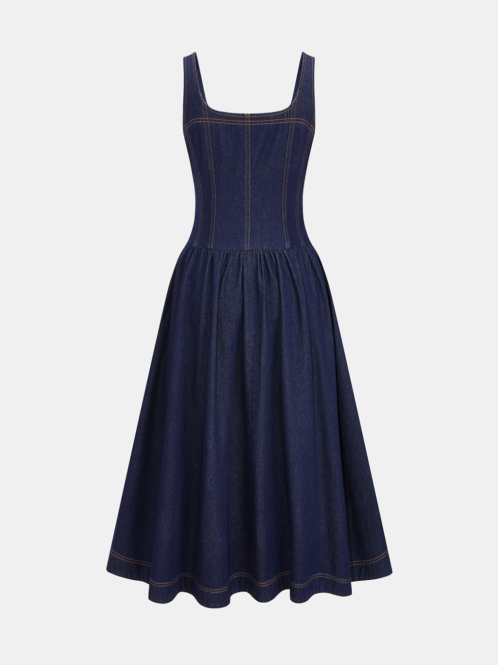 Sleeveless Denim Flare Maxi Dress