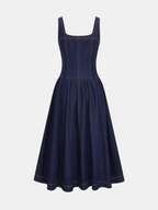 Sleeveless Denim Flare Maxi Dress