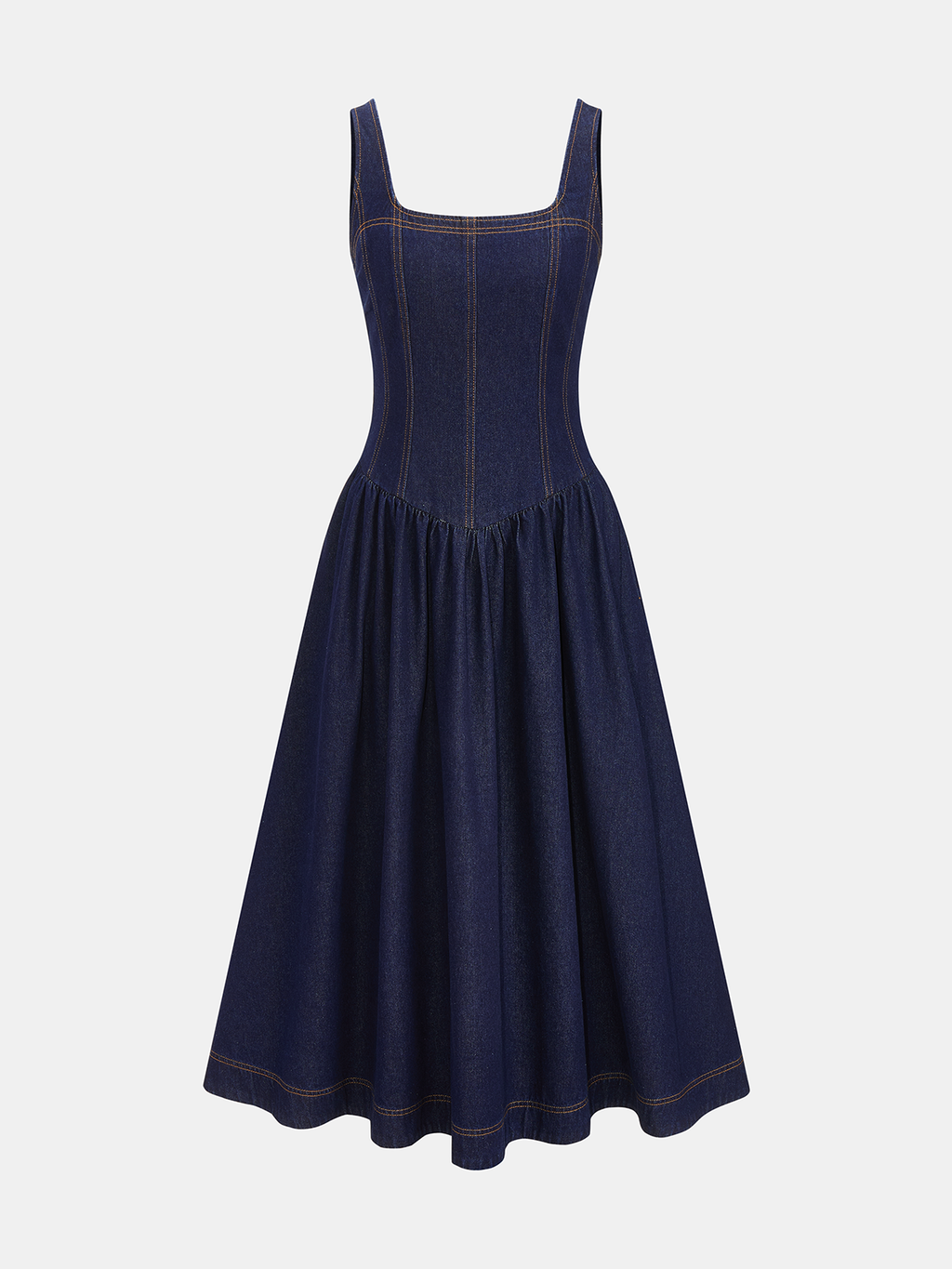 Sleeveless Denim Flare Maxi Dress