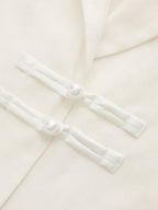 Lace Panel Frog Button Linen Blend Blazer Vest