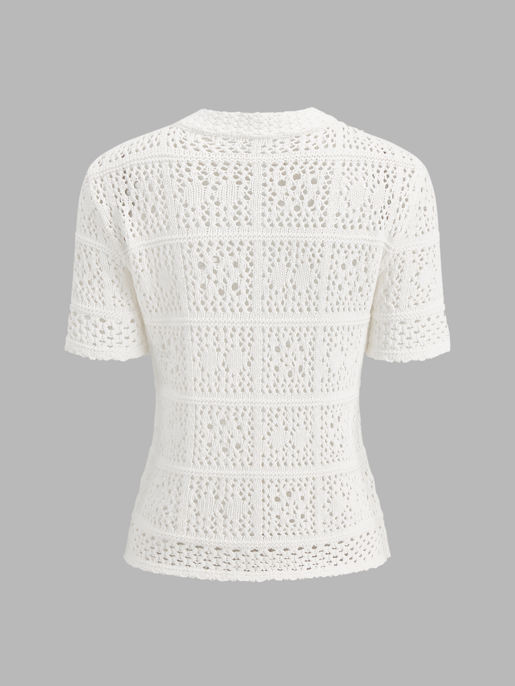 Frog Button Crochet Knit Short Sleeve Top