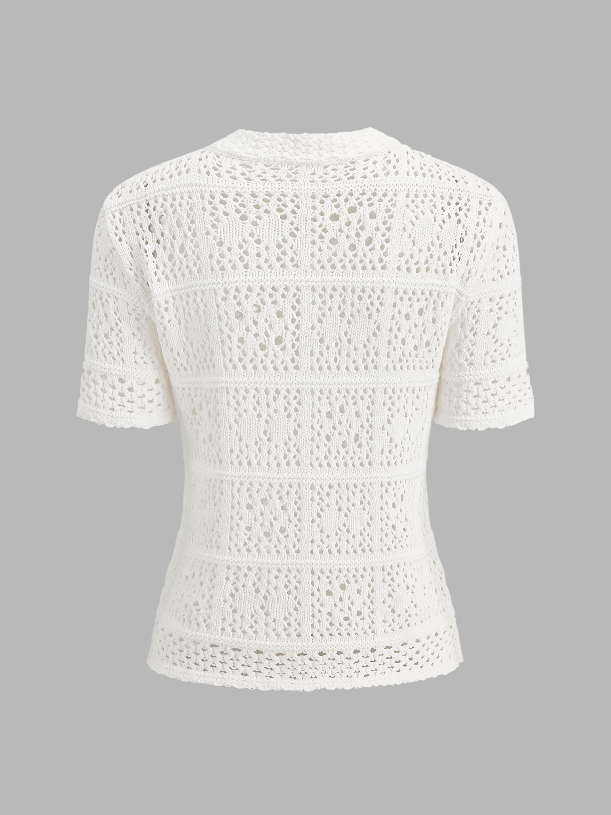 Frog Button Crochet Knit Short Sleeve Top