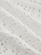 Frog Button Crochet Knit Short Sleeve Top