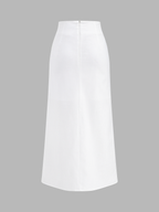 Cotton Linen Twisted Slit Midi Skirt