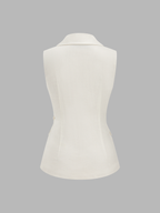 Metal Buckle Linen Blend Sleeveless Blazer Vest