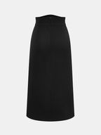 High-Waist Overlap Split Midi Skirt