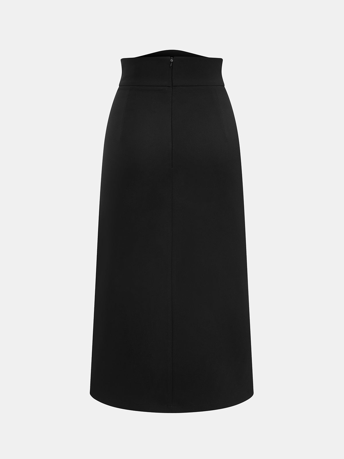 High-Waist Overlap Split Midi Skirt