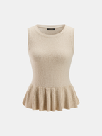 Sleeveless Ruffle Hem Knit Peplum Top