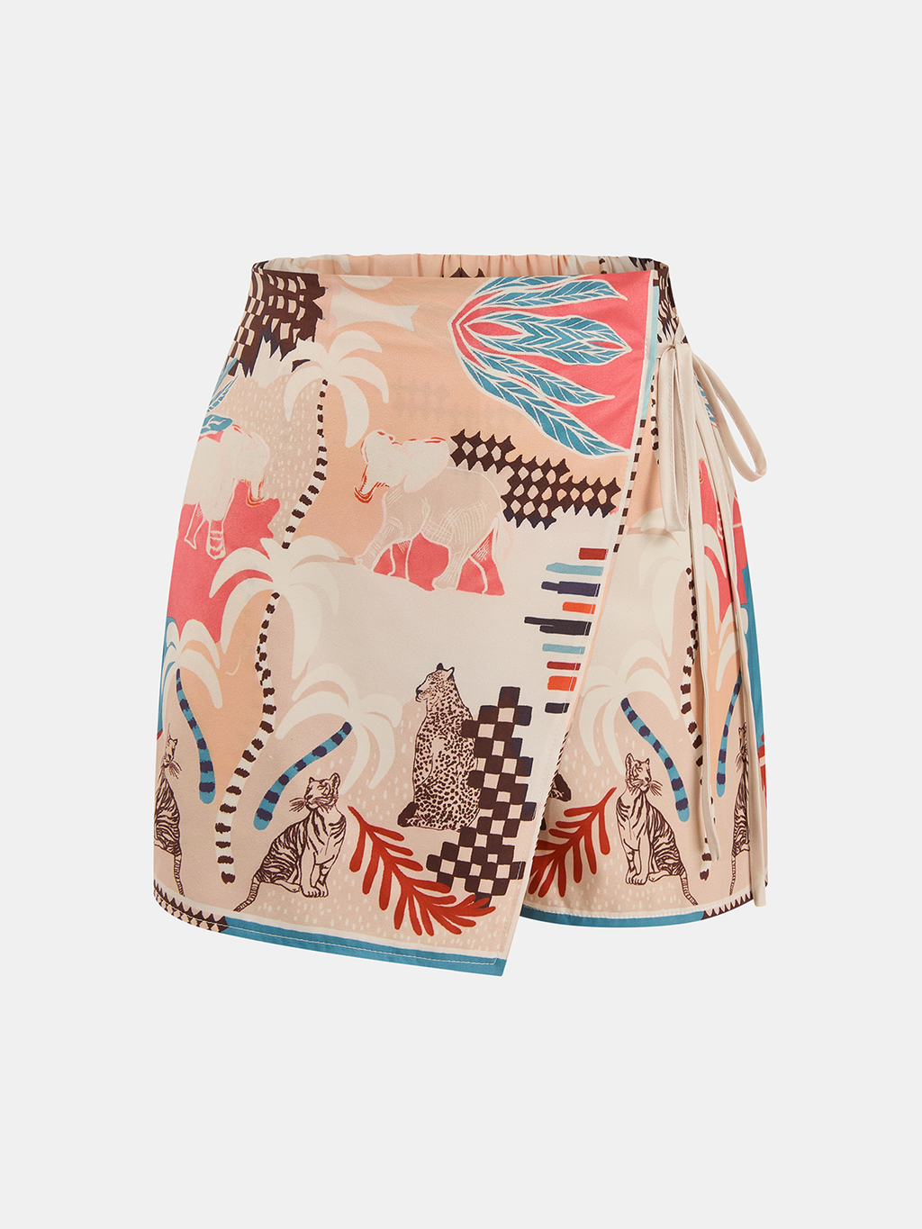 Animal Print Tie-Waist Wrap Skort
