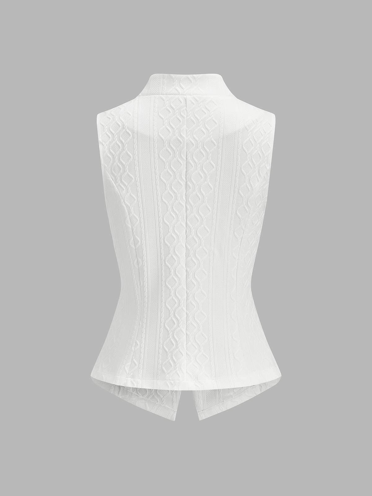 Textured Stand Collar Button Front Vest