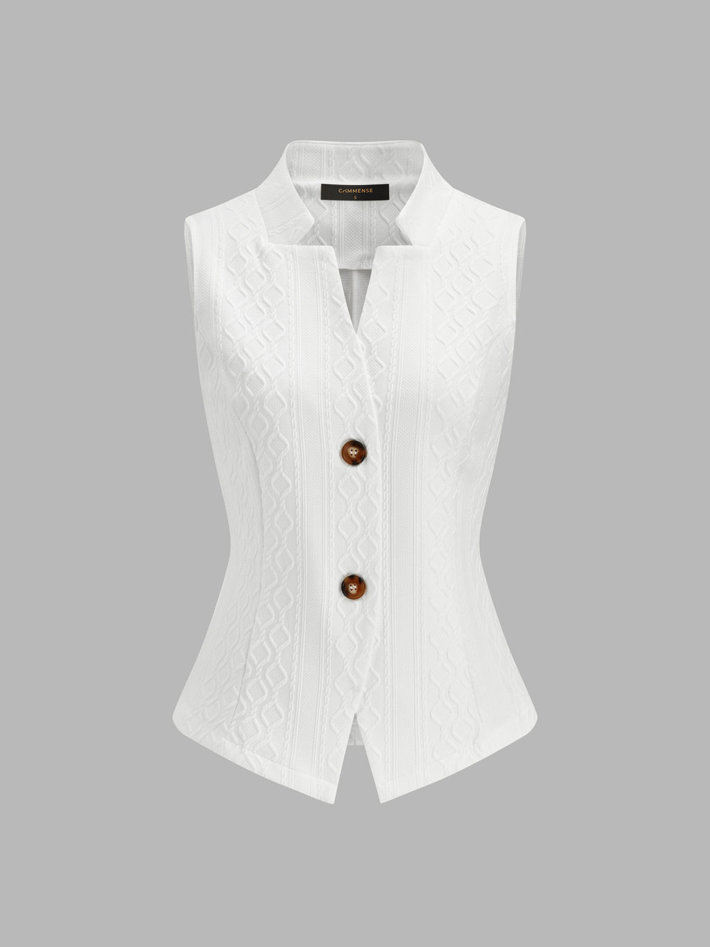 Textured Stand Collar Button Front Vest