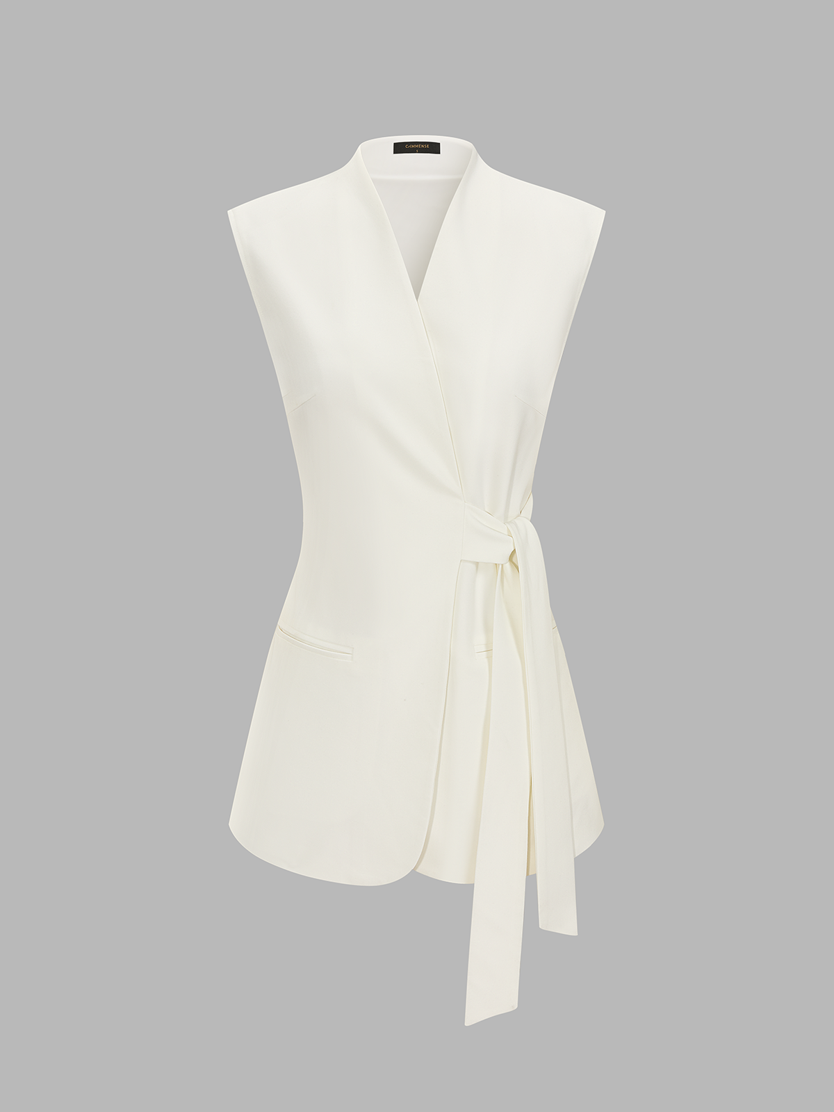 Tie-Waist Sleeveless Wrap Blazer Vest