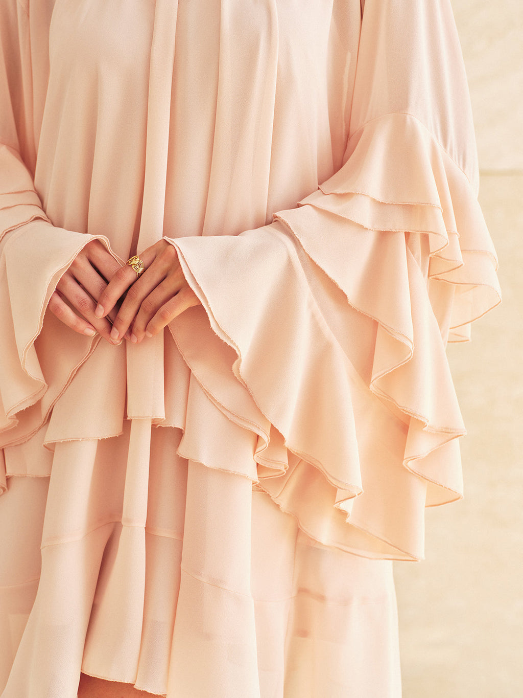 Ruffled Tiered Loose Chiffon Mini Dress