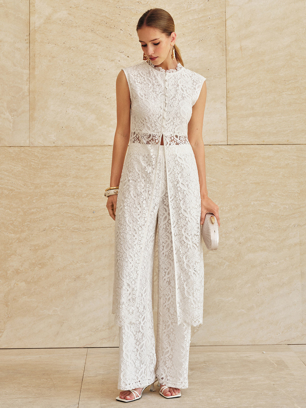 Sleeveless Lace Longline Top
