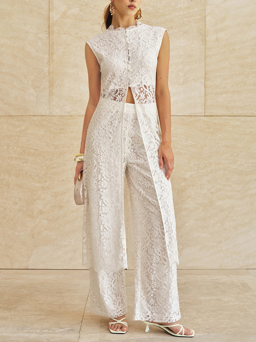 Sleeveless Lace Longline Top