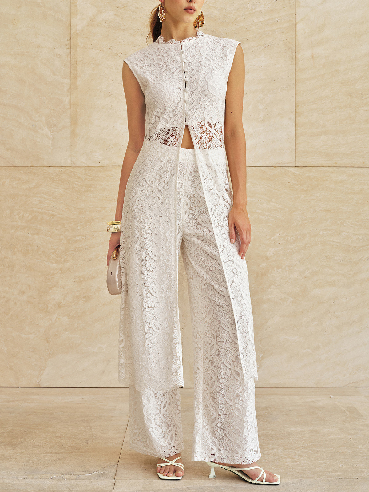 Sleeveless Lace Longline Top