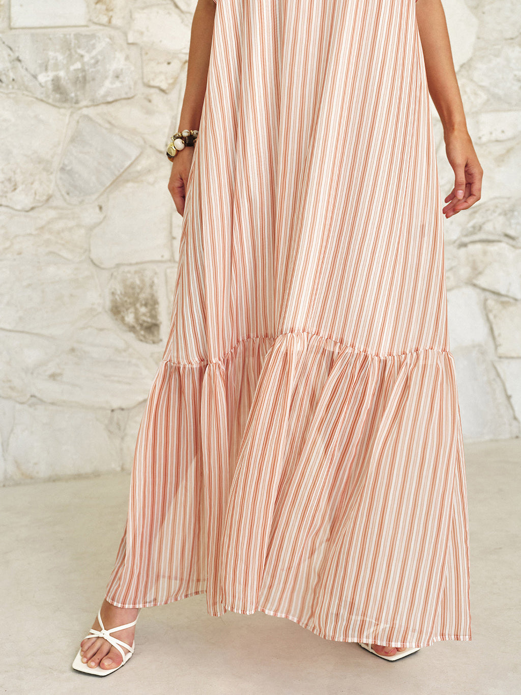 Striped Ruffled Cami Maxi Dress