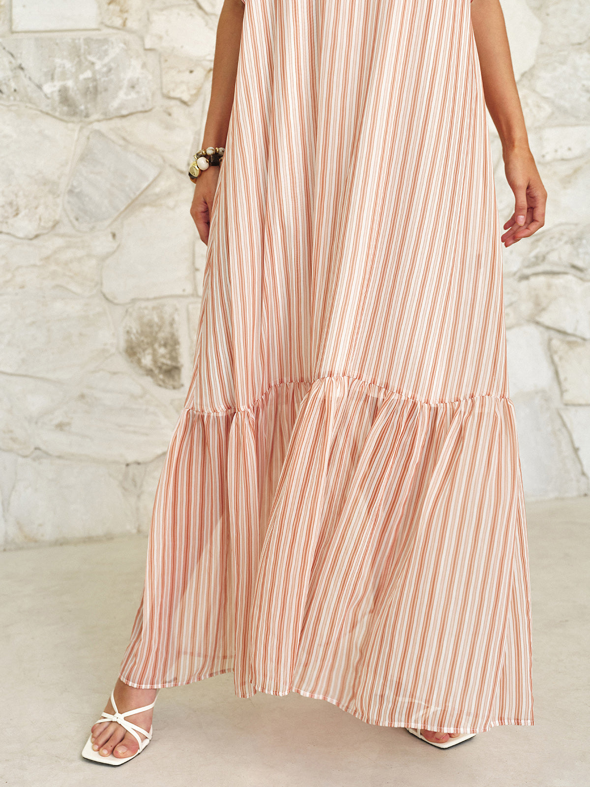 Striped Ruffled Cami Maxi Dress